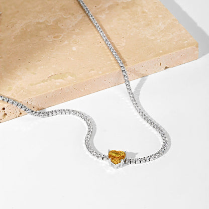 [AuraEcho]2.0 Carat Sparkling Tennis Heart Cut Necklace