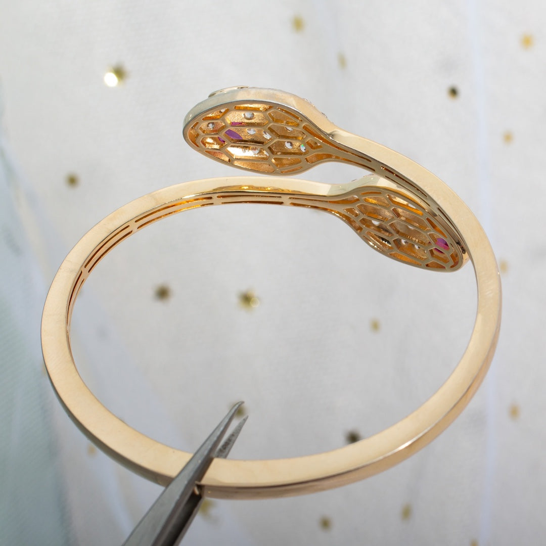 [AuraEcho]SERPENTI BRACELET PINK GOLD DIAMOND DOUBLE SNAKE