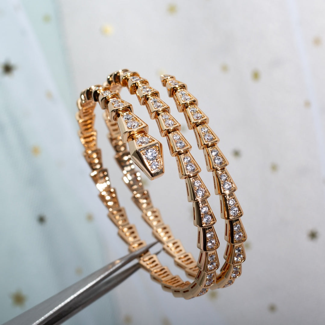 [AuraEcho]SERPENTI BRACELET PINK GOLD DIAMOND DOUBLE ROW