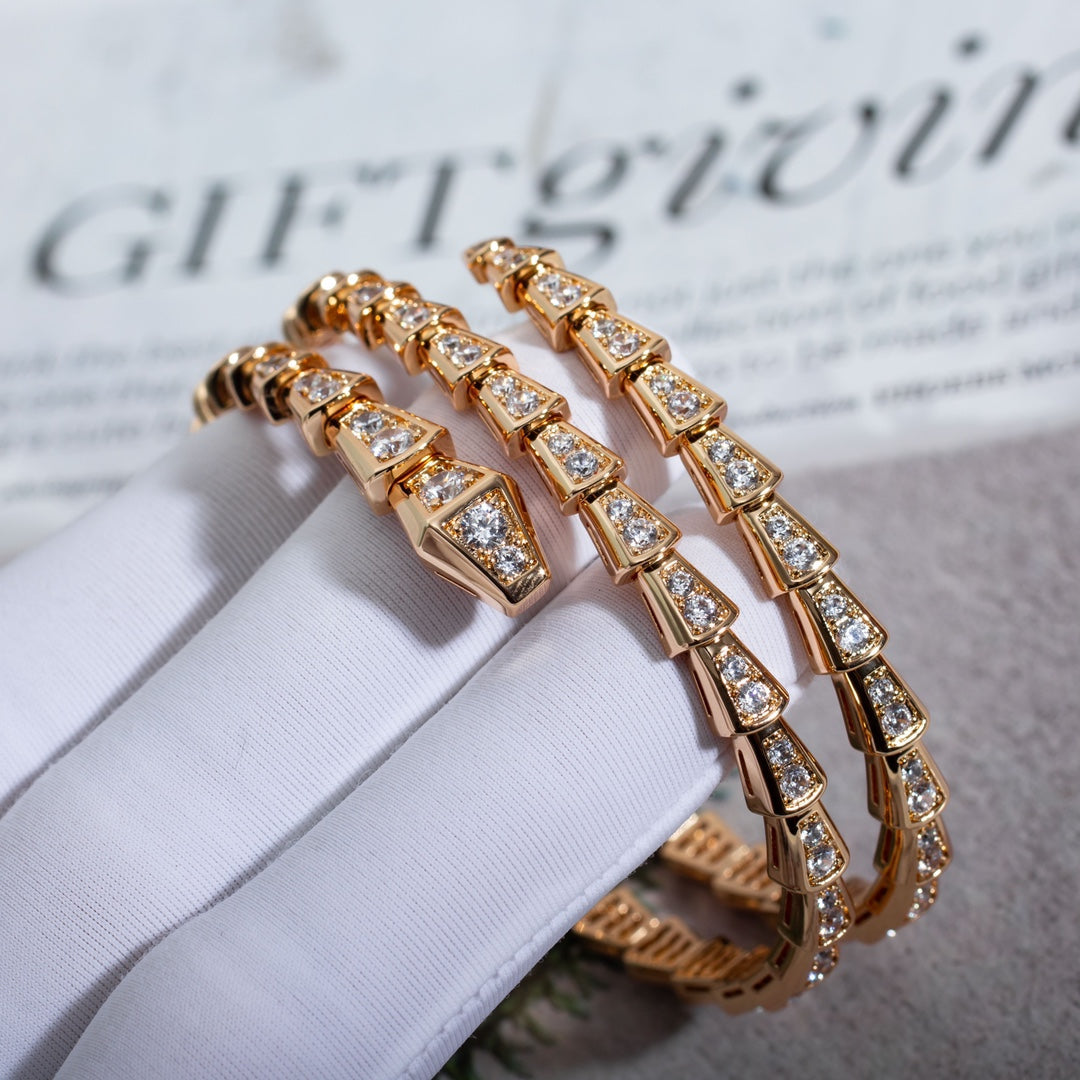 [AuraEcho]SERPENTI BRACELET PINK GOLD DIAMOND DOUBLE ROW