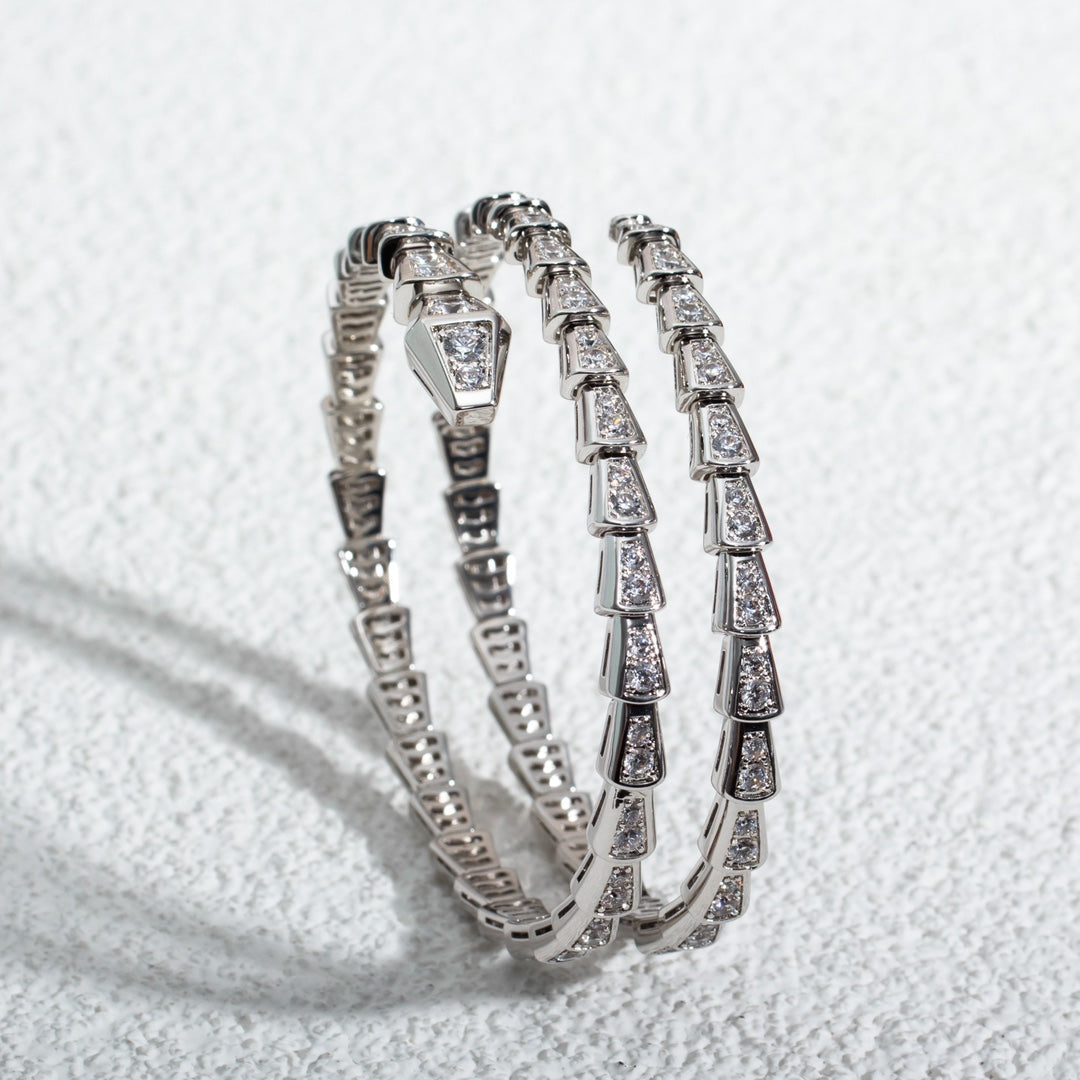 [AuraEcho]SERPENTI BRACELET SILVER DIAMOND DOUBLE ROW