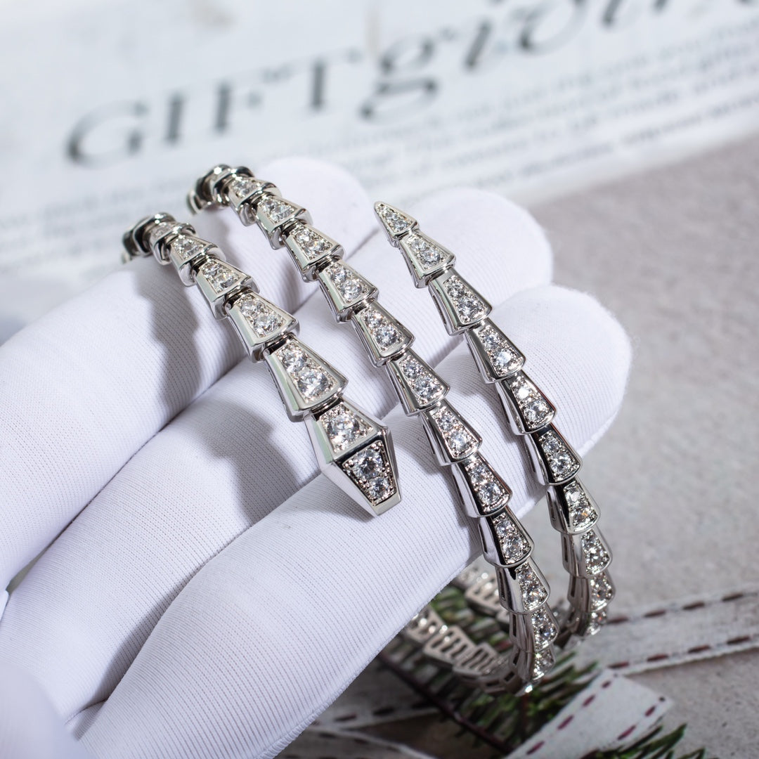 [AuraEcho]SERPENTI BRACELET SILVER DIAMOND DOUBLE ROW