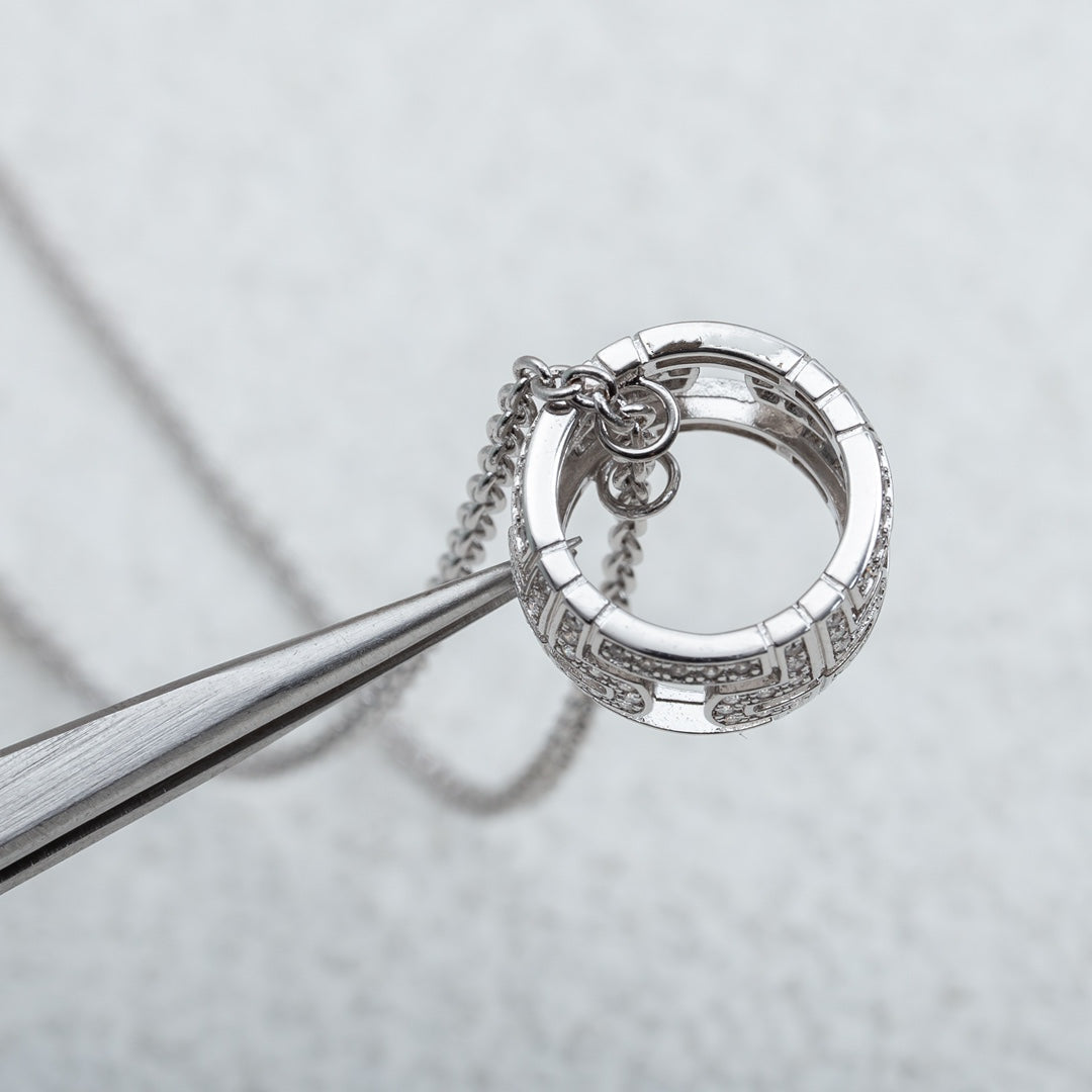 [AuraEcho]PARENTESI NECKLACE SILVER DIAMOND