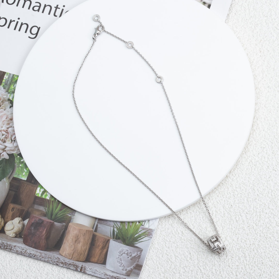 [AuraEcho]PARENTESI NECKLACE SILVER DIAMOND