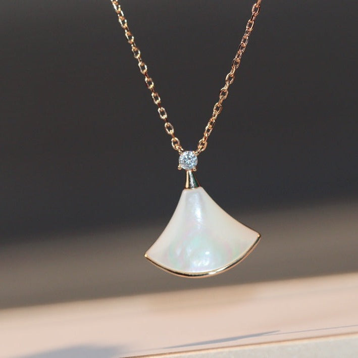 [AuraEcho]DREAM NECKLACE WHITE MOP PINK GOLD 1 DIAMOND