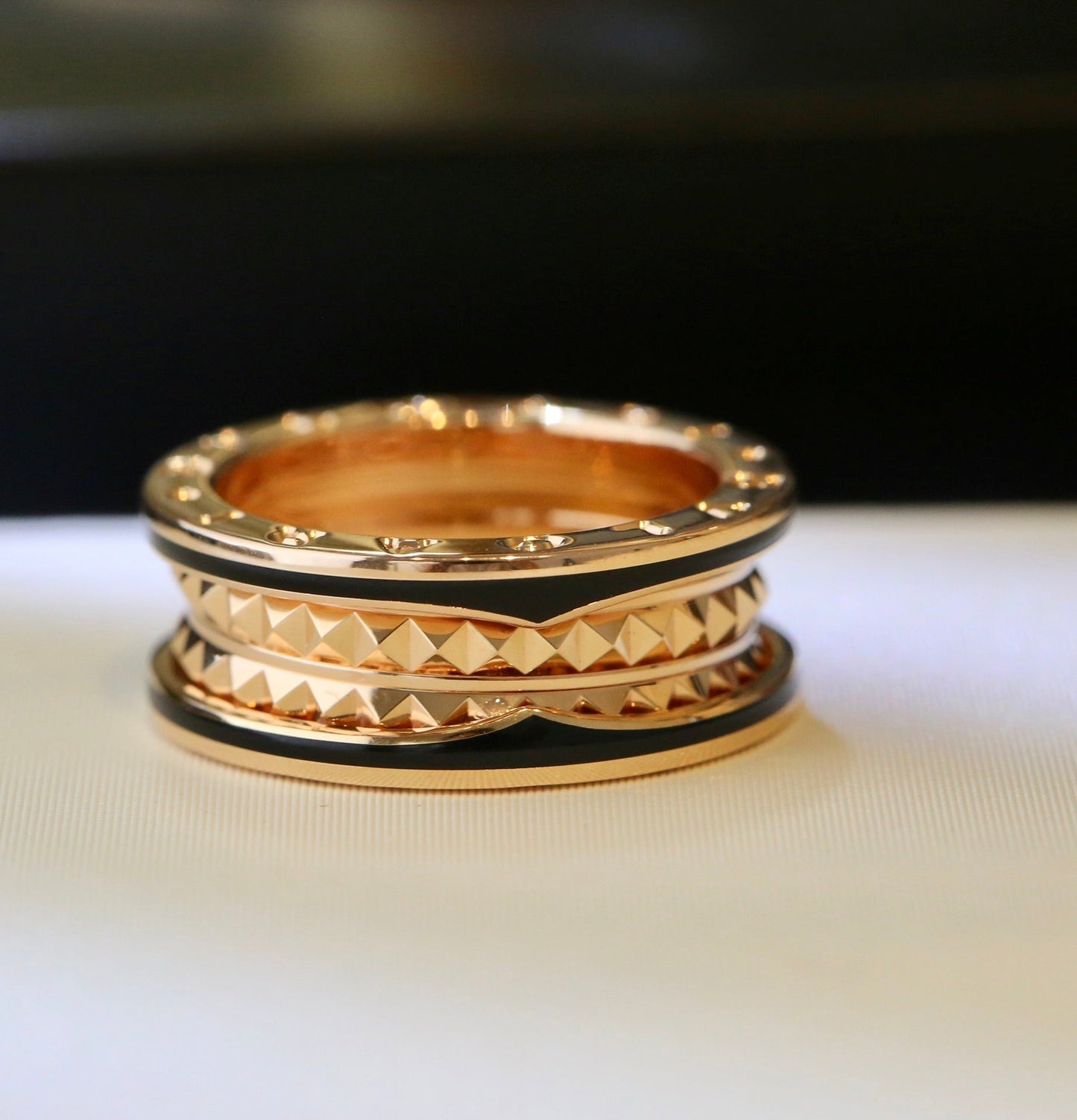 [AuraEcho]ZERO 1 PINK GOLD BLACK CERAMIC RING