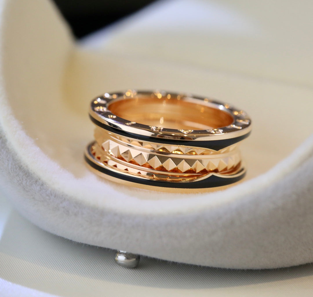 [AuraEcho]ZERO 1 PINK GOLD BLACK CERAMIC RING