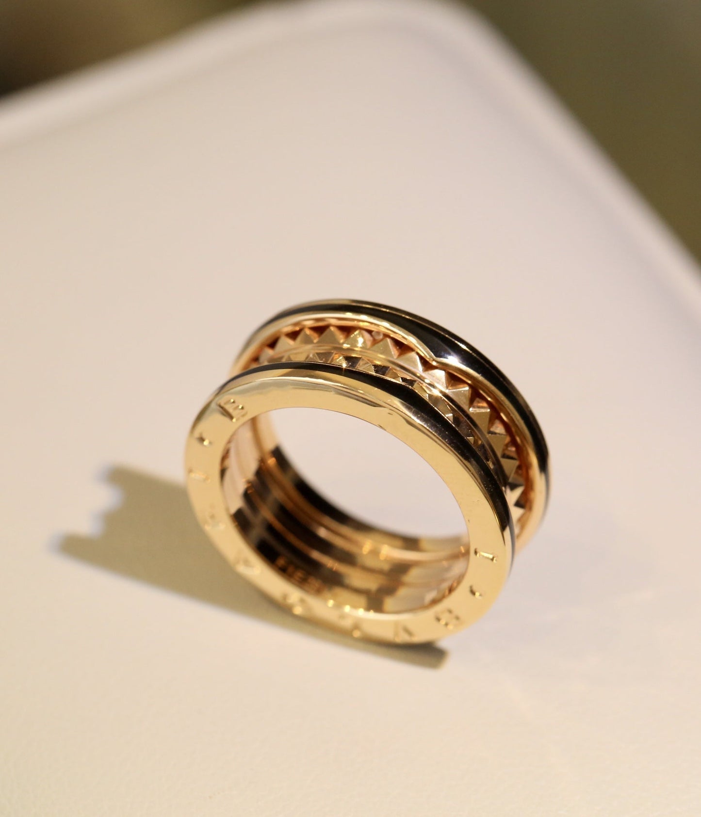 [AuraEcho]ZERO 1 PINK GOLD BLACK CERAMIC RING