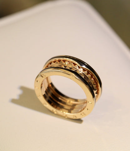 [AuraEcho]ZERO 1 PINK GOLD BLACK CERAMIC RING