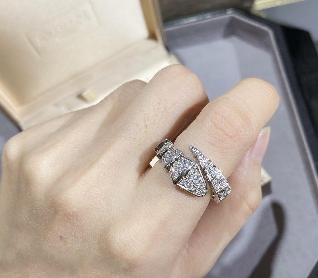 [AuraEcho]SERPENTI LARGE RING SILVER DIAMOND PAVED