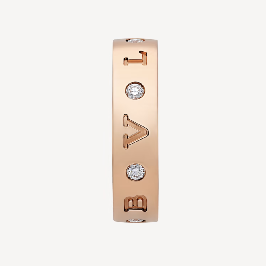 [AuraEcho]ZERO 1 ESSENTIAL PINK GOLD BAND WITH DIAMONDS RING