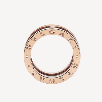 [AuraEcho]ZERO 1 FOUR-BAND LOOPS AND BLACK CERAMIC SPIRAL PINK GOLD RING