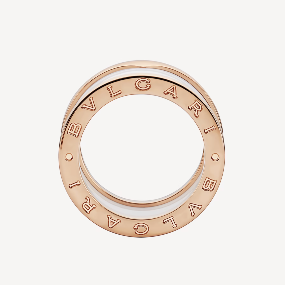 [AuraEcho]ZERO 1 FOUR-BAND LOOPS AND WHITE CERAMIC SPIRAL PINK GOLD RING