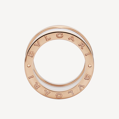 [AuraEcho]ZERO 1 FOUR-BAND LOOPS AND WHITE CERAMIC SPIRAL PINK GOLD RING