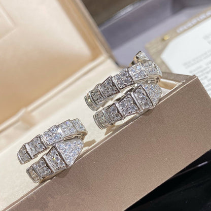 [AuraEcho]SERPENTI DOUBLE RING SILVER DIAMOND PAVED