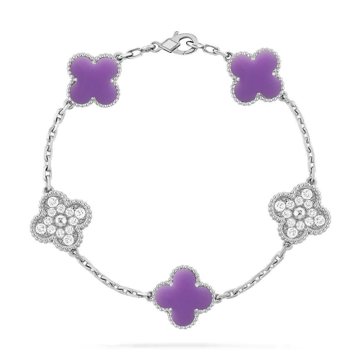 [AuraEcho]CLOVER 5 MOTIF LIGHT PURPLE BRACELET COLLECTION